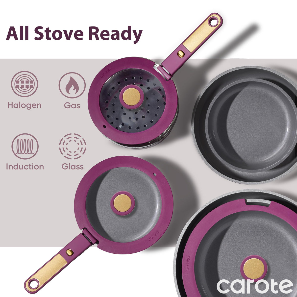 CAROTE RV cookware set designed for compact kitchens and travel meals.