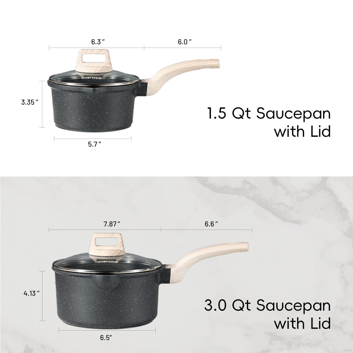 CAROTE sauce pan pour spout enables precise pouring of sauces