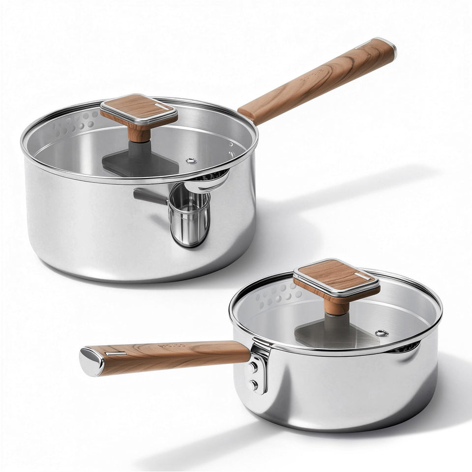 CAROTE 1.5qt saucepan top view for quick milk warming and small-batch sauces.