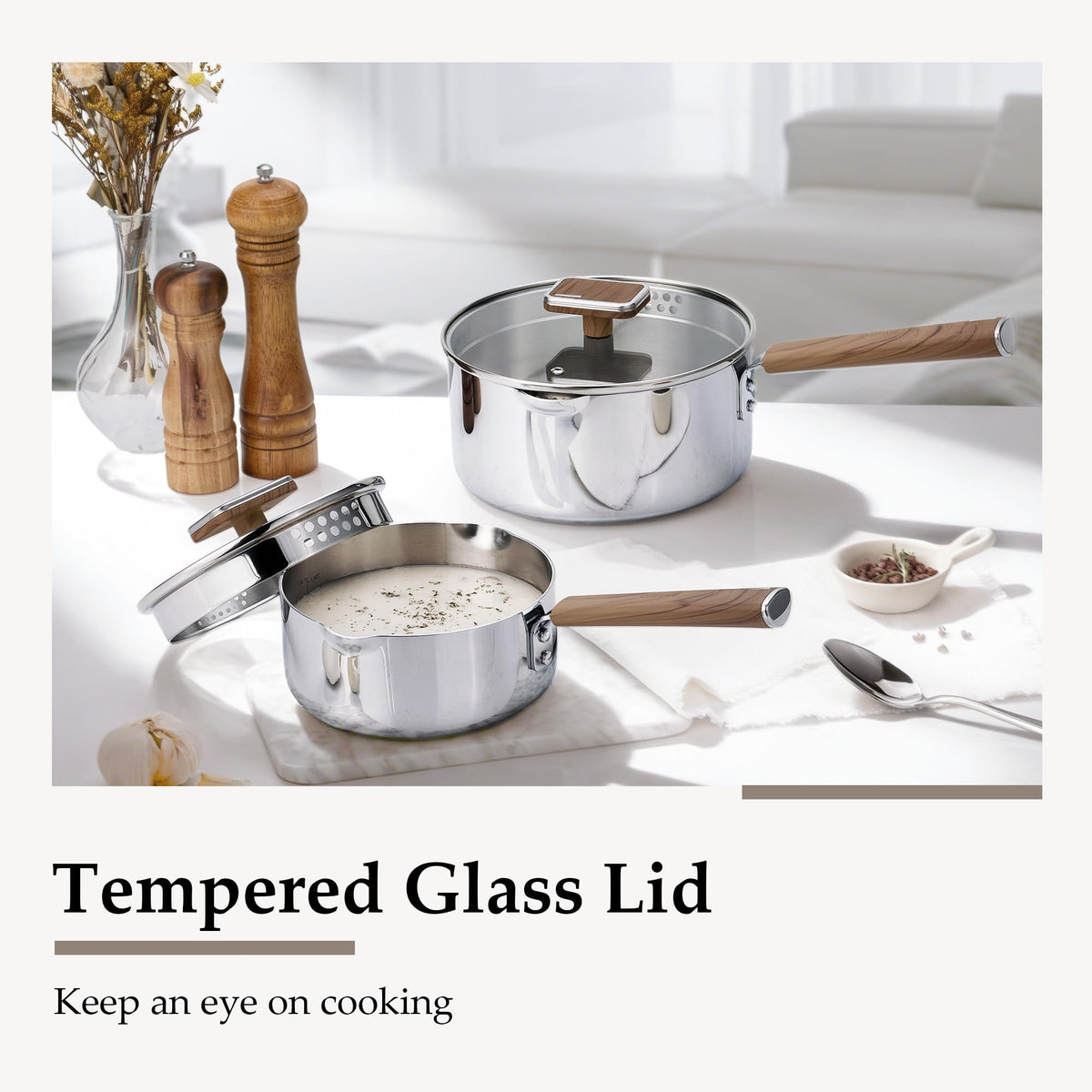 CAROTE daily-use saucepan set ideal for everyday heating and small portions.