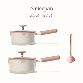Side view of CAROTE saucepan showing slim profile and nonstick interior.