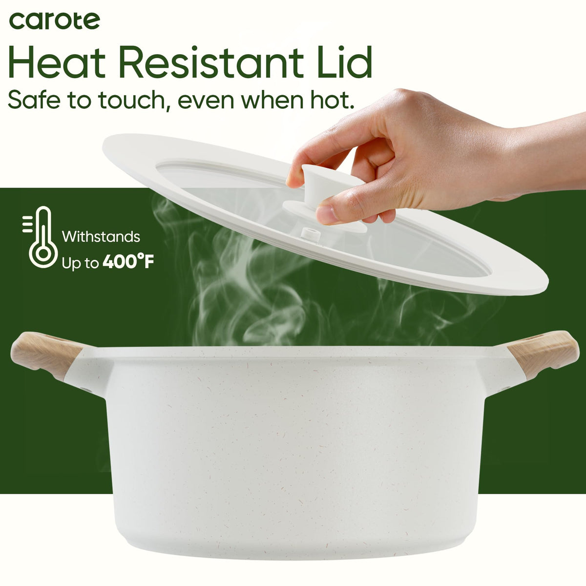 CAROTE silicone lid dishwasher-safe design for quick cleaning and upkeep.