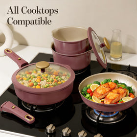 CAROTE silicone lids and protectors included for heat control and surface protection