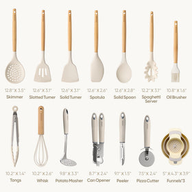 CAROTE utensils with wood handles for a comfortable grip during high-heat cooking
