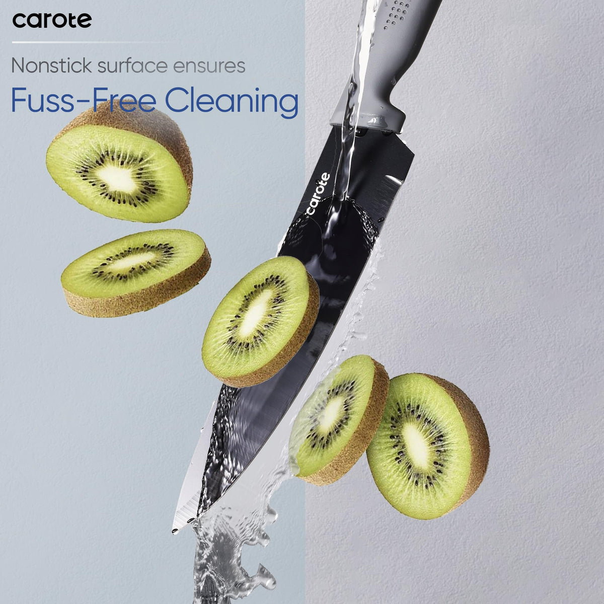 CAROTE 8-inch slicing knife ideal for uniform meat and vegetable portions.