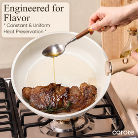 CAROTE space-saving design with off handles enables neat storage and stacking