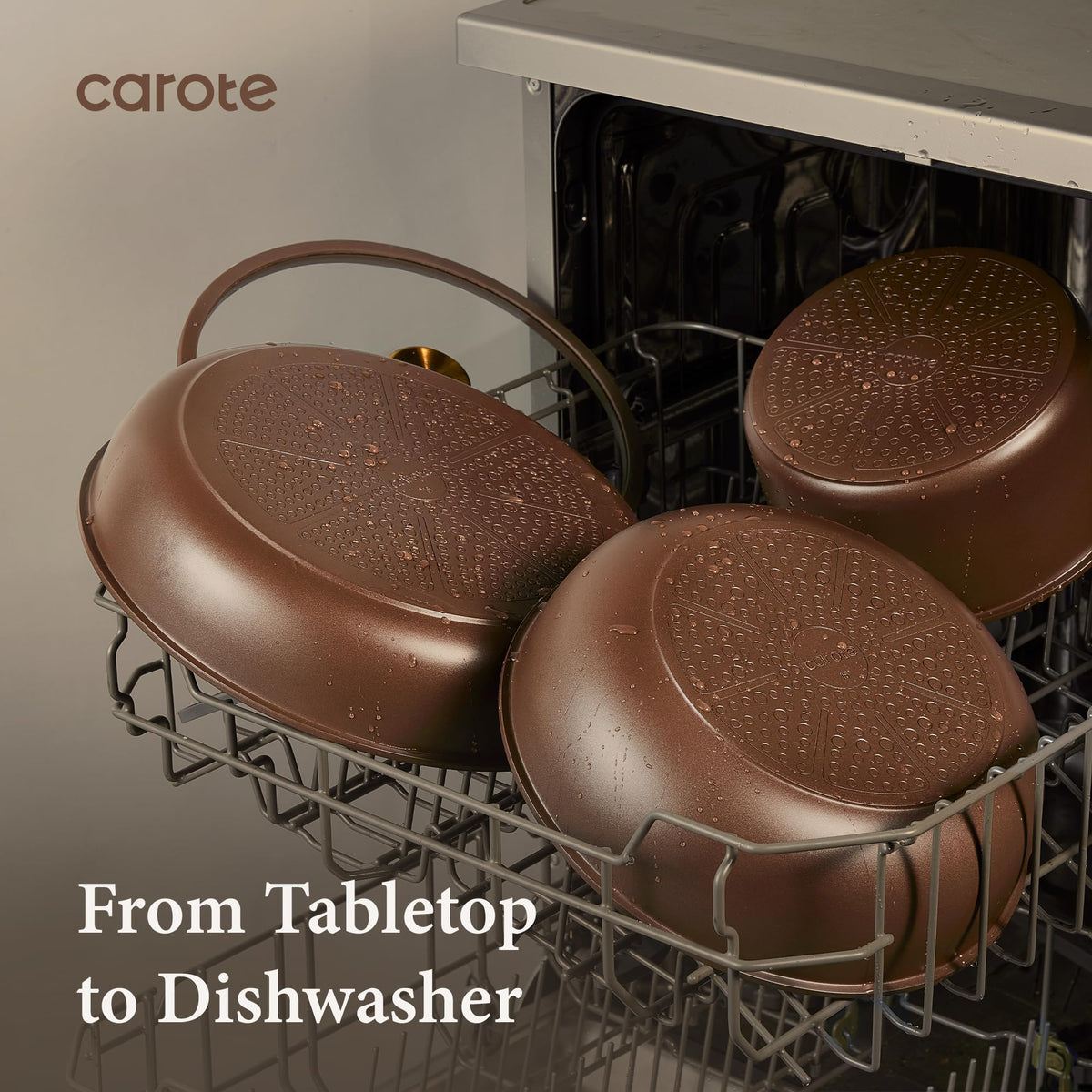 CAROTE stackable compact design saves cabinet space during storage.