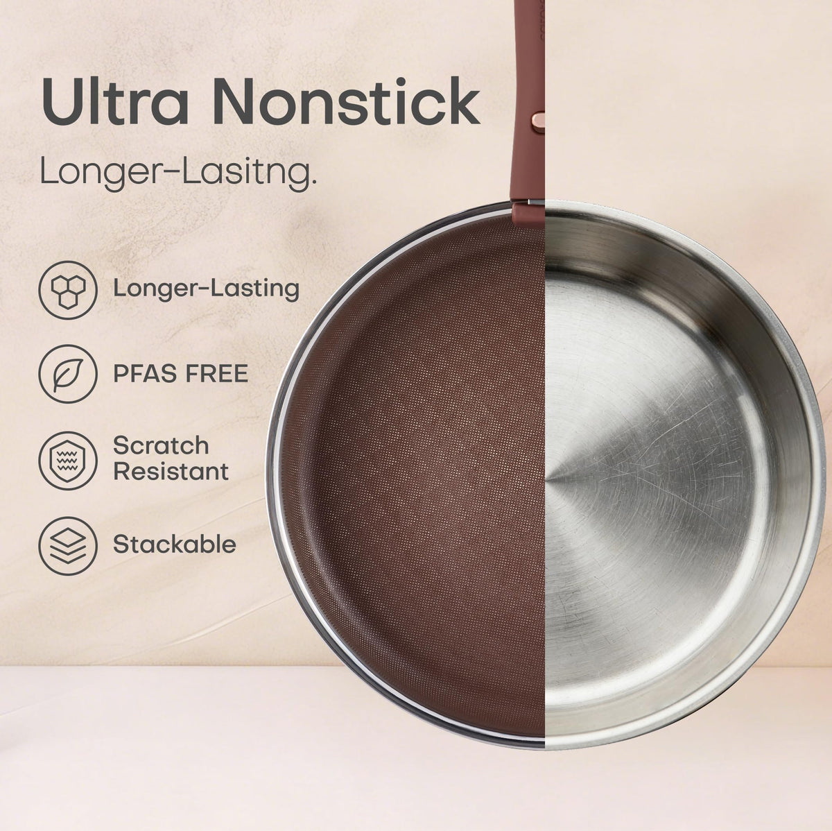 Carote stainless steel body with warm brown details for durable style.