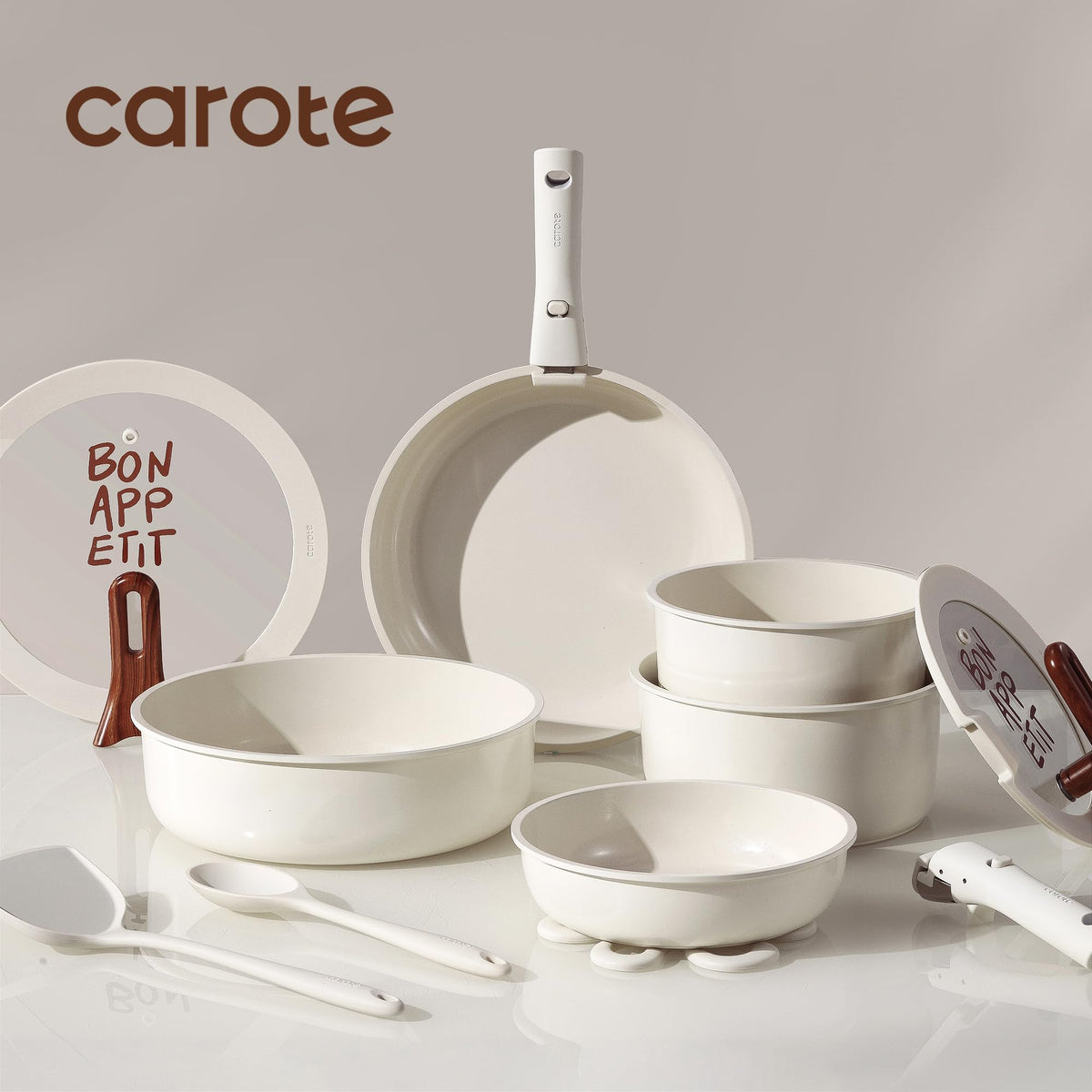 CAROTE stand-up lid design keeps lids off counters and dust-free