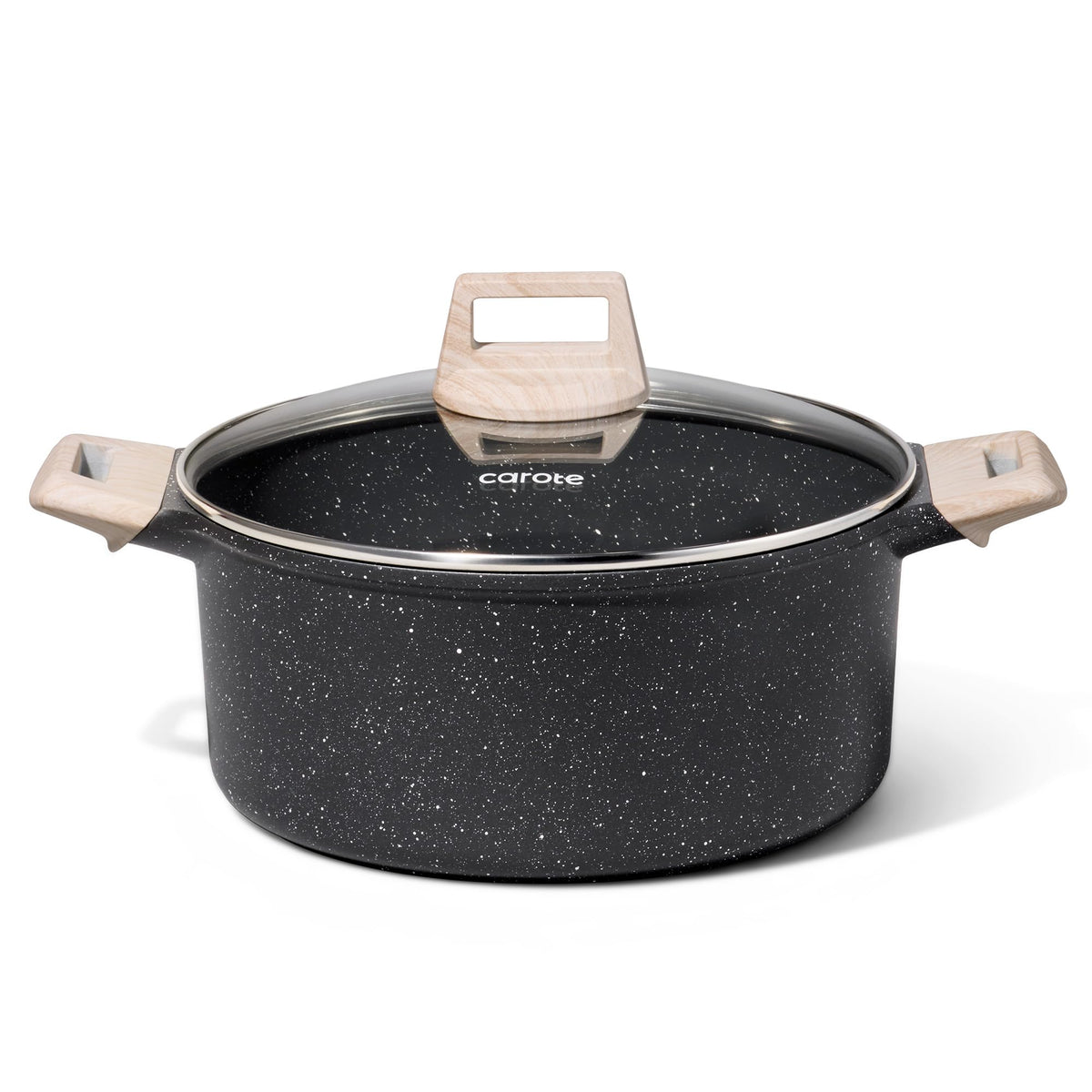 CAROTE stock pot with lid, 6-quart capacity for soups and pasta.