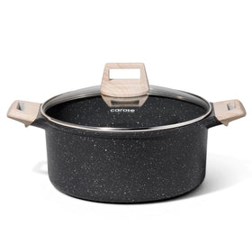 CAROTE stock pot with lid, 6-quart capacity for soups and pasta.