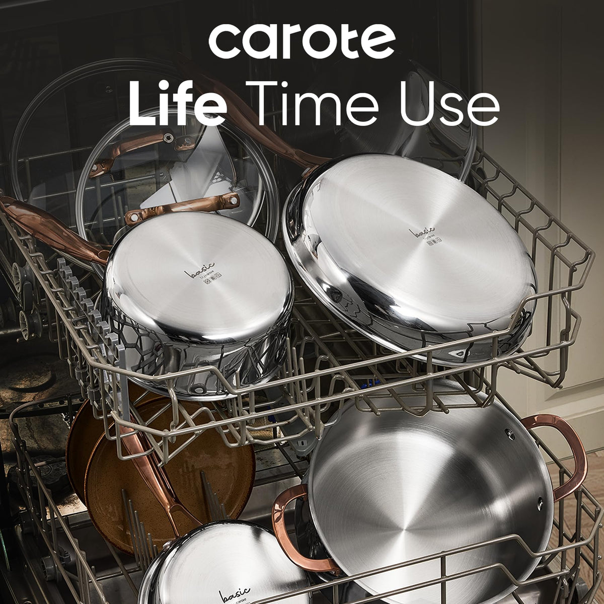 CAROTE induction-compatible stockpot illustrates versatile cooking on all stoves.