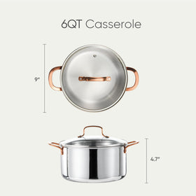 CAROTE stockpot side view highlights sturdy handles for safe lifting.