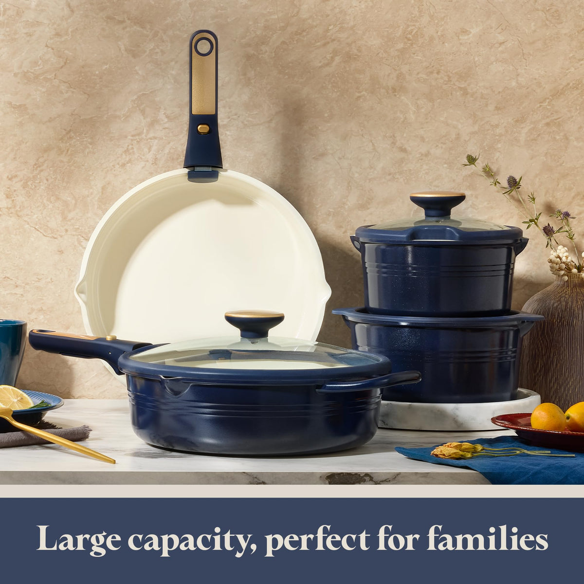 CAROTE from stovetop to table with detachable handles for serving.