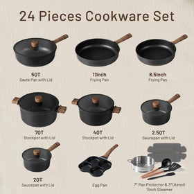 CAROTE titanium nonstick coating close-up highlights smooth release and simple cleanup.