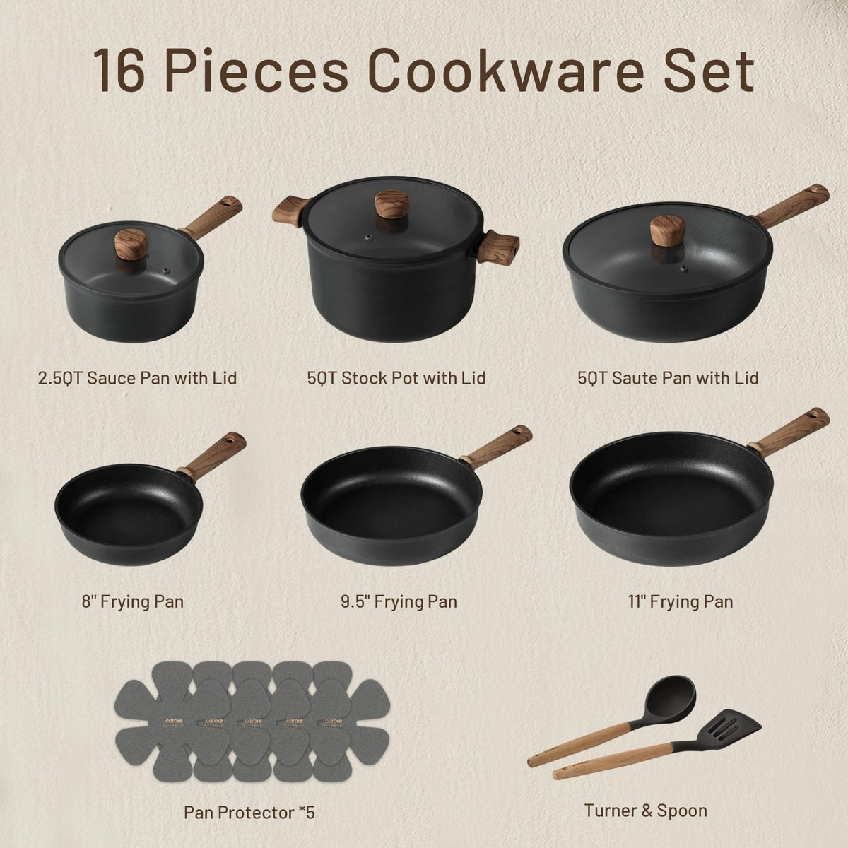 CAROTE titanium nonstick coating close-up highlighting durable food release during cooking.