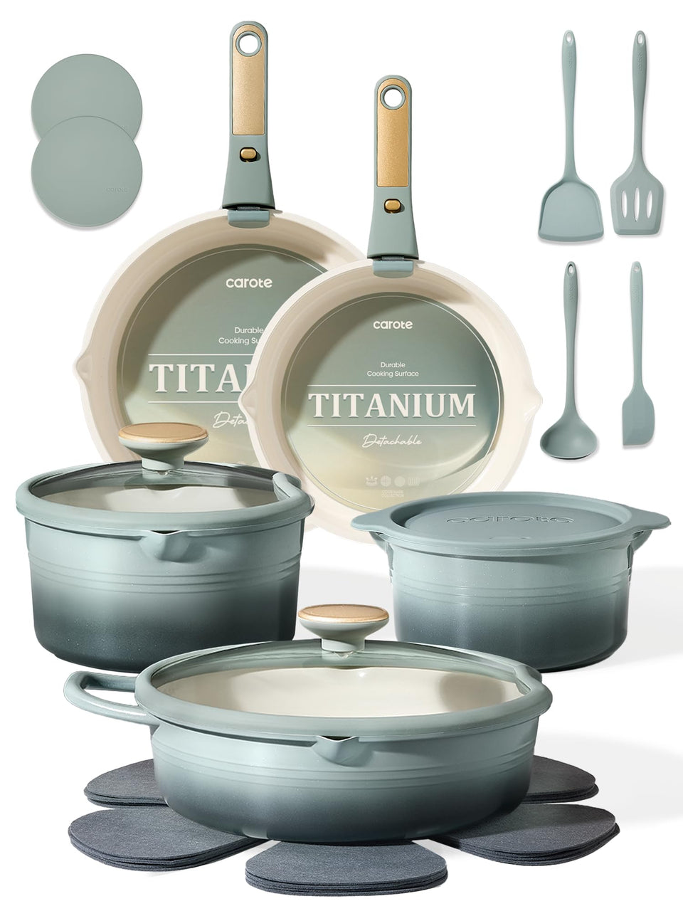 CAROTE titanium nonstick surface for easy release and simple cleanup.