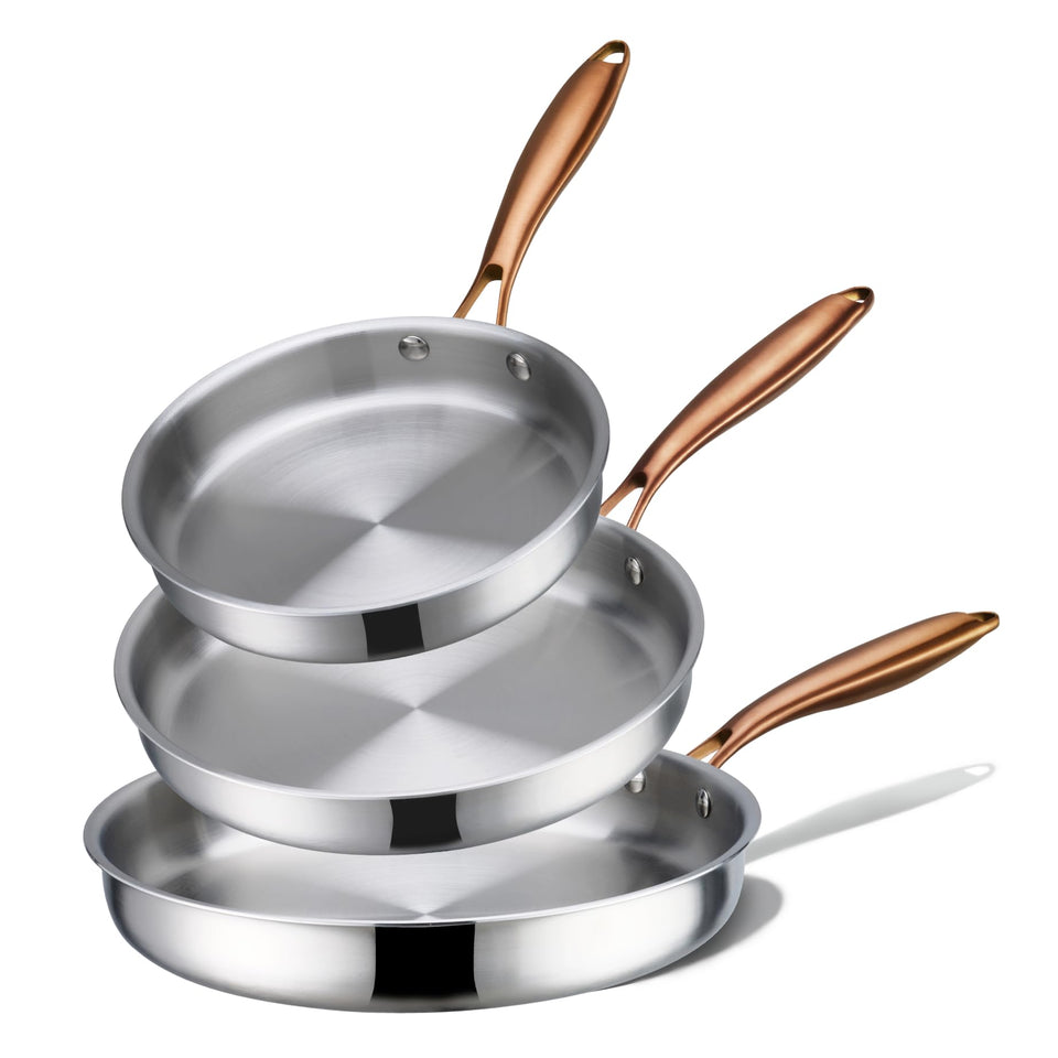CAROTE 8-inch Tri-Ply frying pan delivers even heat for perfect eggs.