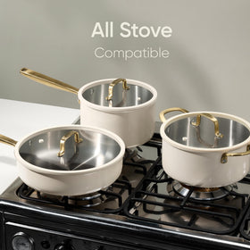 CAROTE tri-ply full clad construction delivering edge-to-edge heat distribution for consistent cooking.