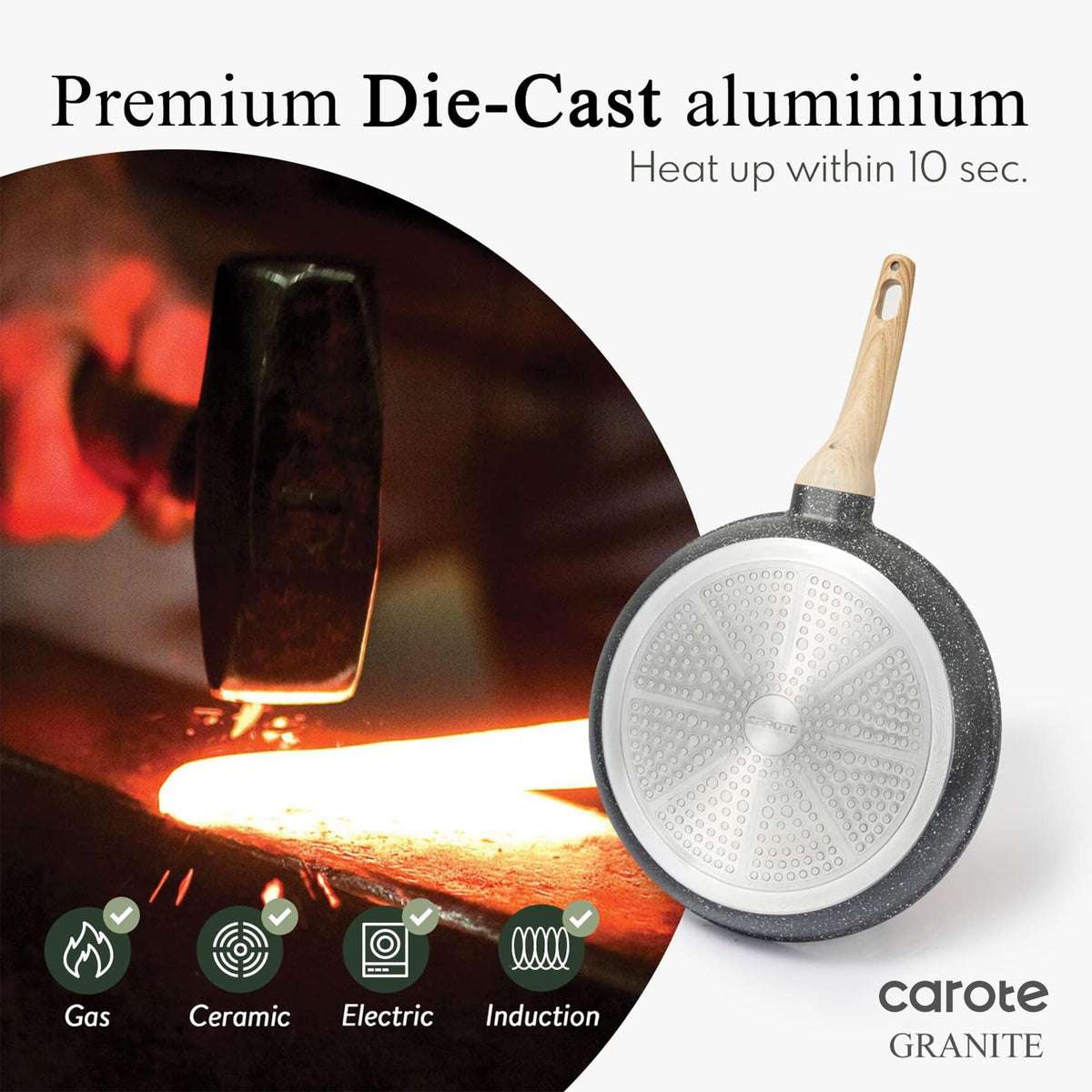 CAROTE twelve-inch pan ideal for family meals and versatile cooking tasks