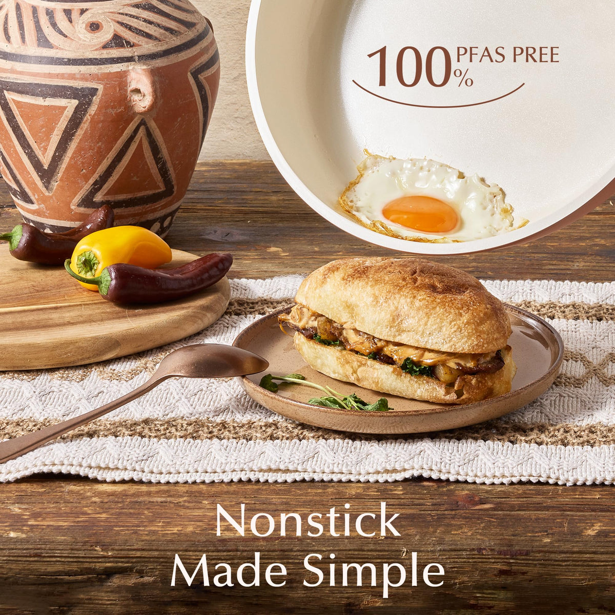 CAROTE ultra-nonstick-ceramic-coating delivers minimal oil needed and effortless food release.