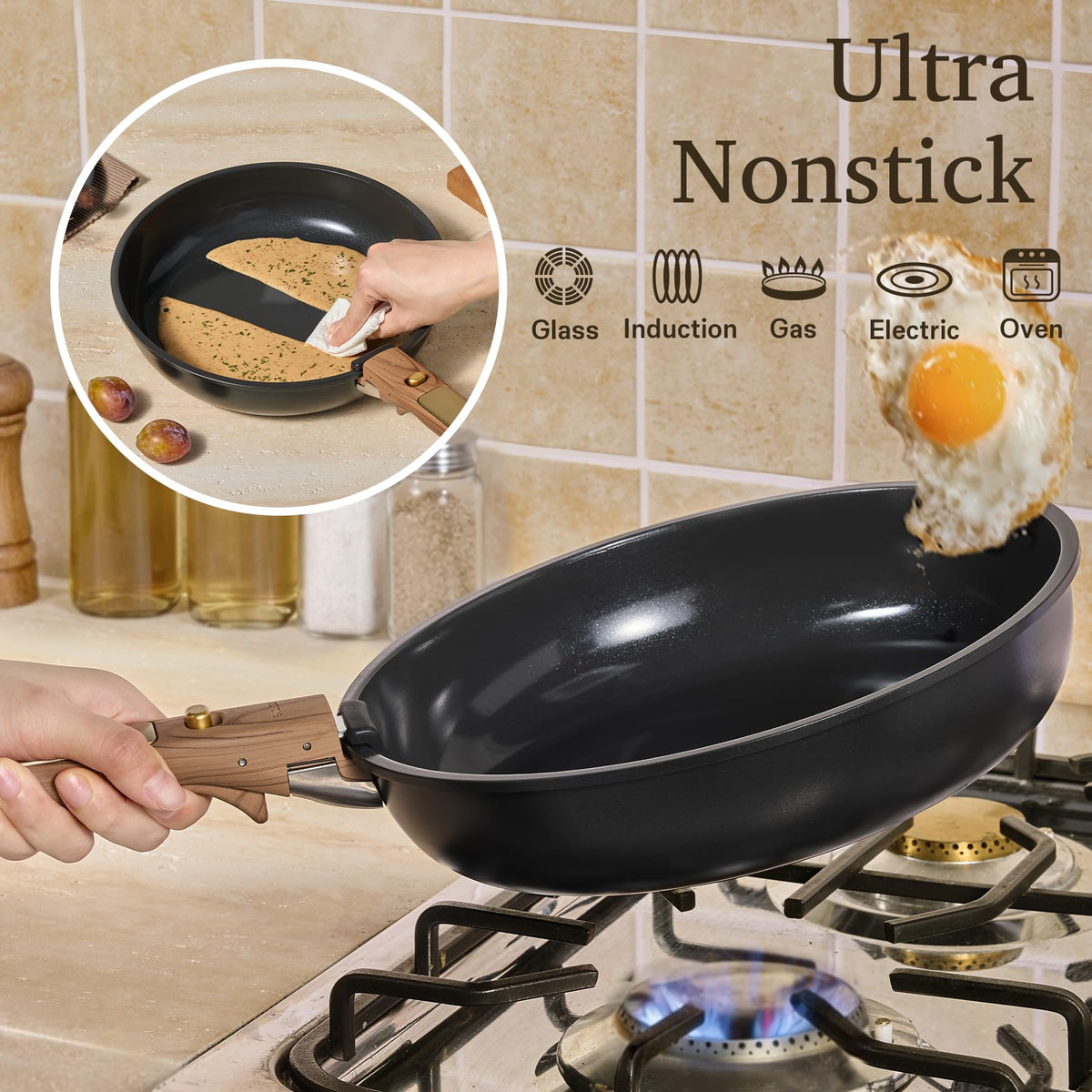 CAROTE ultra-nonstick-ceramic-coating offers smooth release with minimal oil