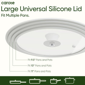 CAROTE large universal silicone lid 9-11 inch on stovetop for easy monitoring.