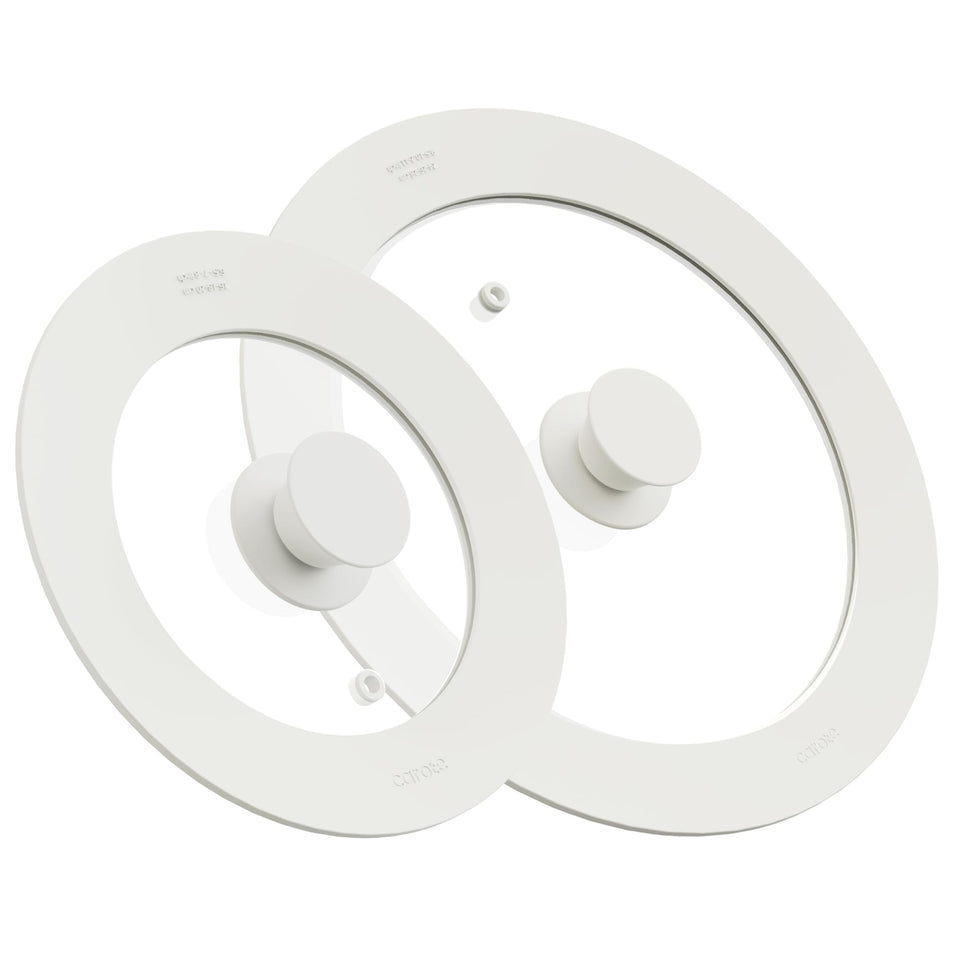 CAROTE universal silicone lid small 6-8 inch on stovetop for efficient steam sealing.