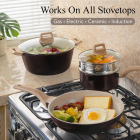 CAROTE utensils and pan protectors reduce clutter and protect surfaces
