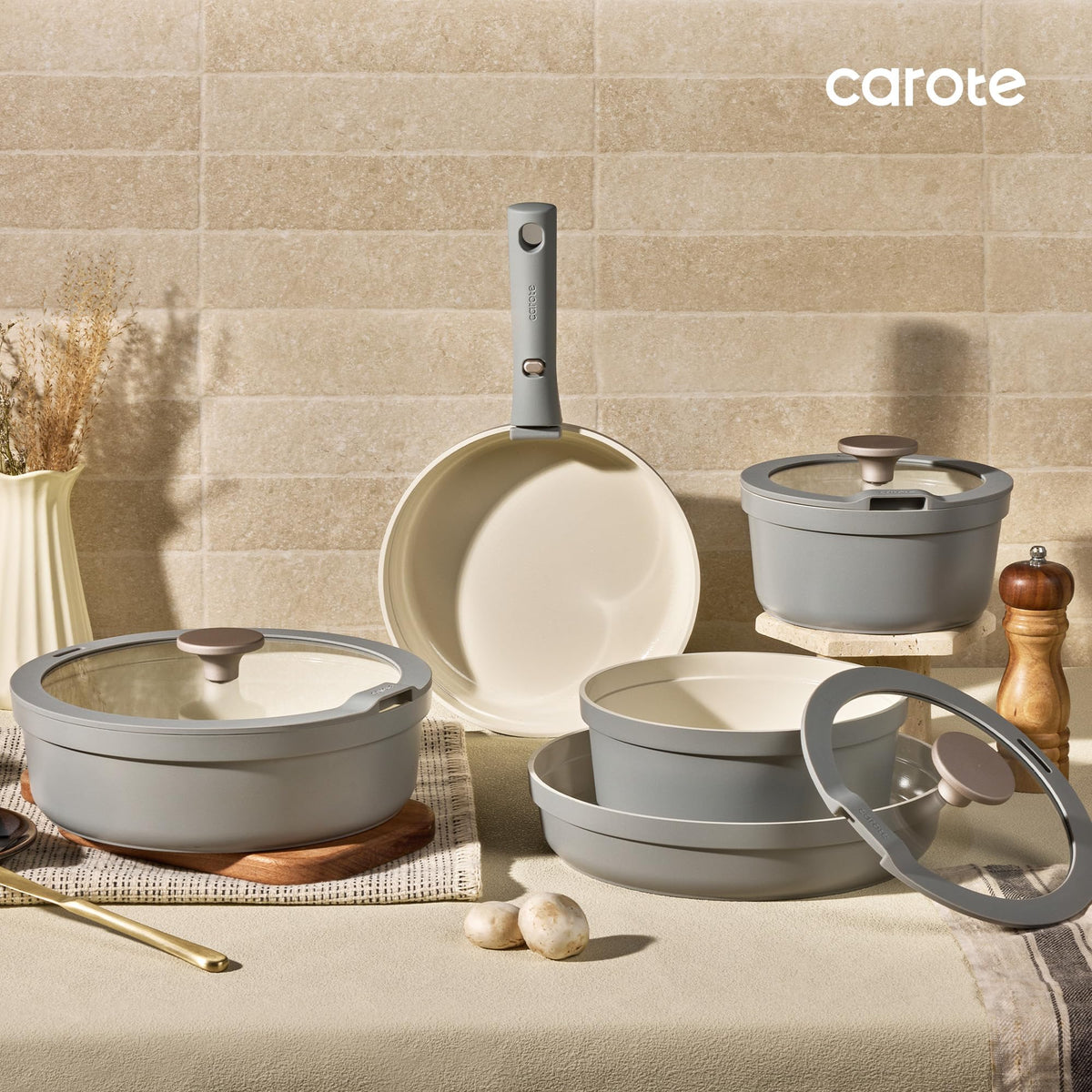 CAROTE utensils, trivets, and pan protectors for organized prep.