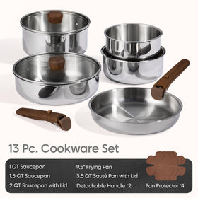 CAROTE woodgrain-style cookware with elegant, cabinet-ready appeal.