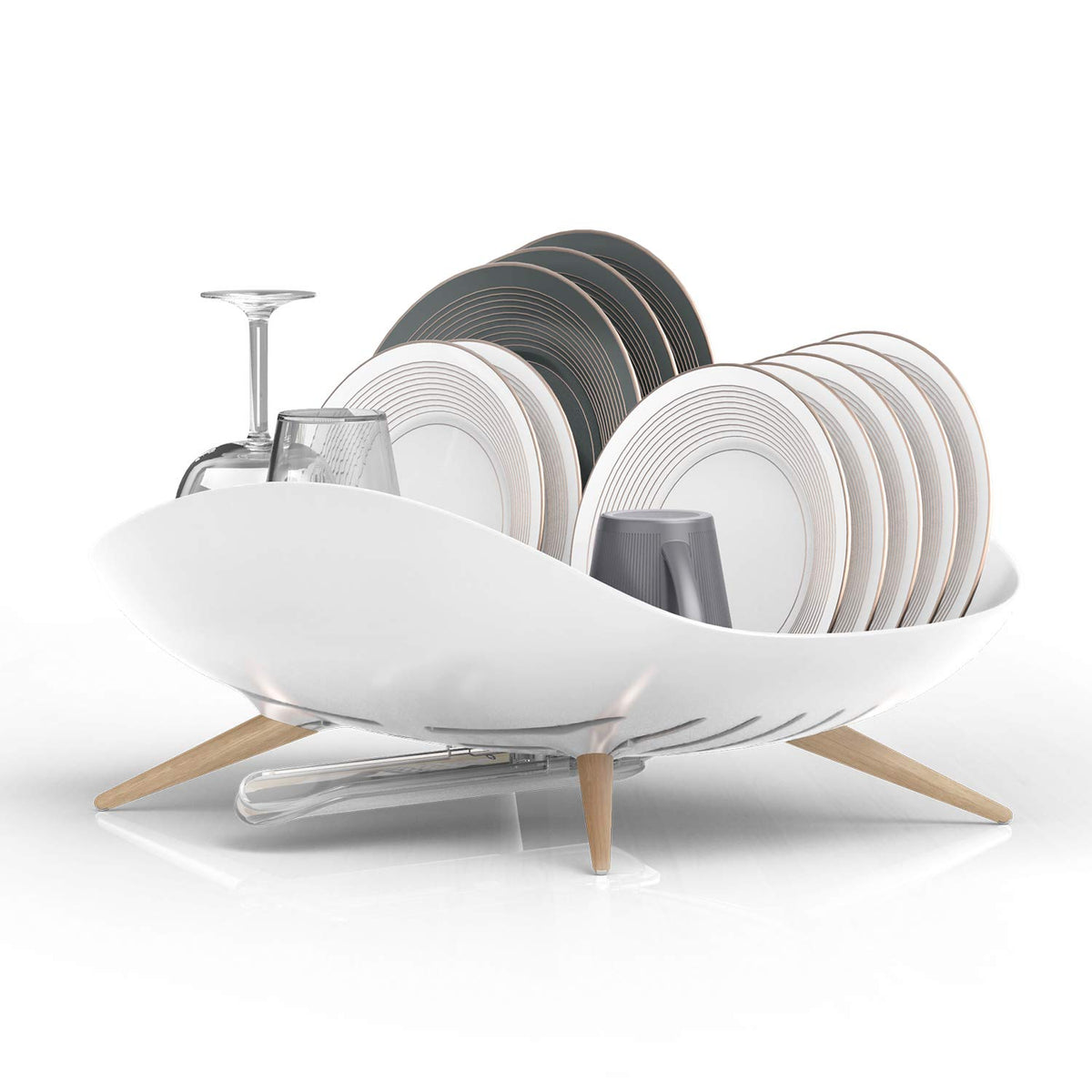 Carrotez dish drying rack full view shows sleek white modern design for counters