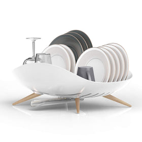 Carrotez dish drying rack full view shows sleek white modern design for counters