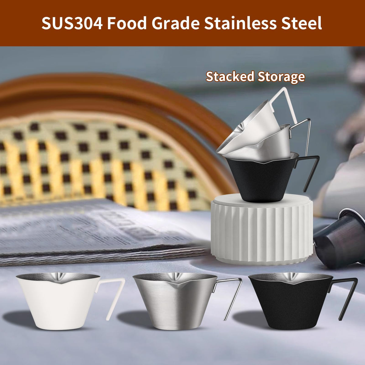 Carrottimes espresso cup features an extended 0.98-inch handle for safe grip.