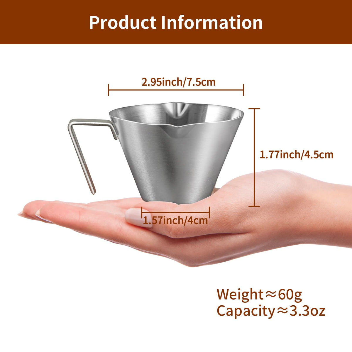 Carrottimes precise pour espresso cup helps achieve consistent dosing.