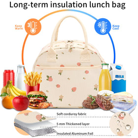 Carry bloom cute corduroy lunch bag adds style to workdays