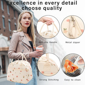 Carry bloom large-capacity lunch bag fits containers, sandwiches, and fruit