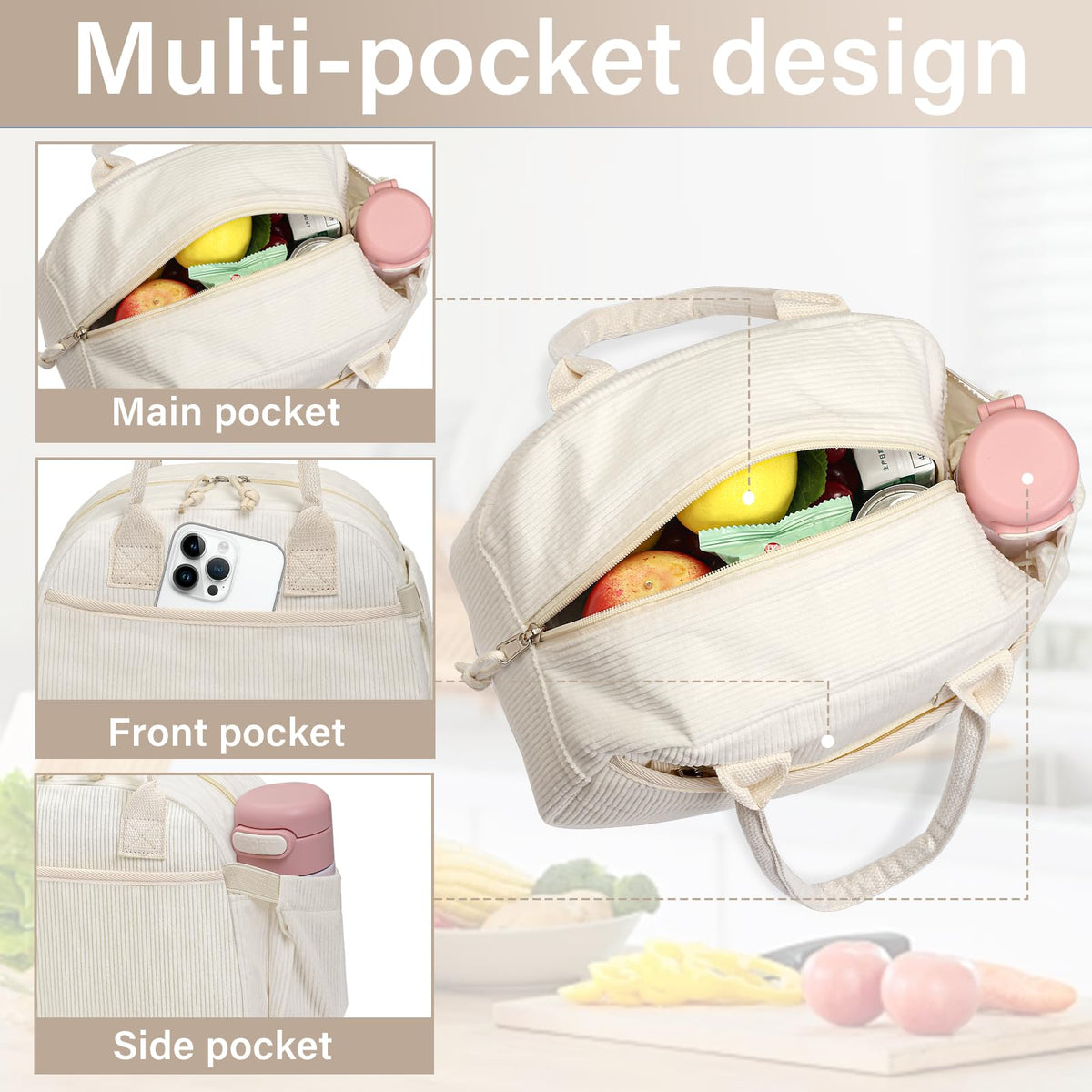 Carry bloom reinforced handles offer comfortable daily carrying from home to office
