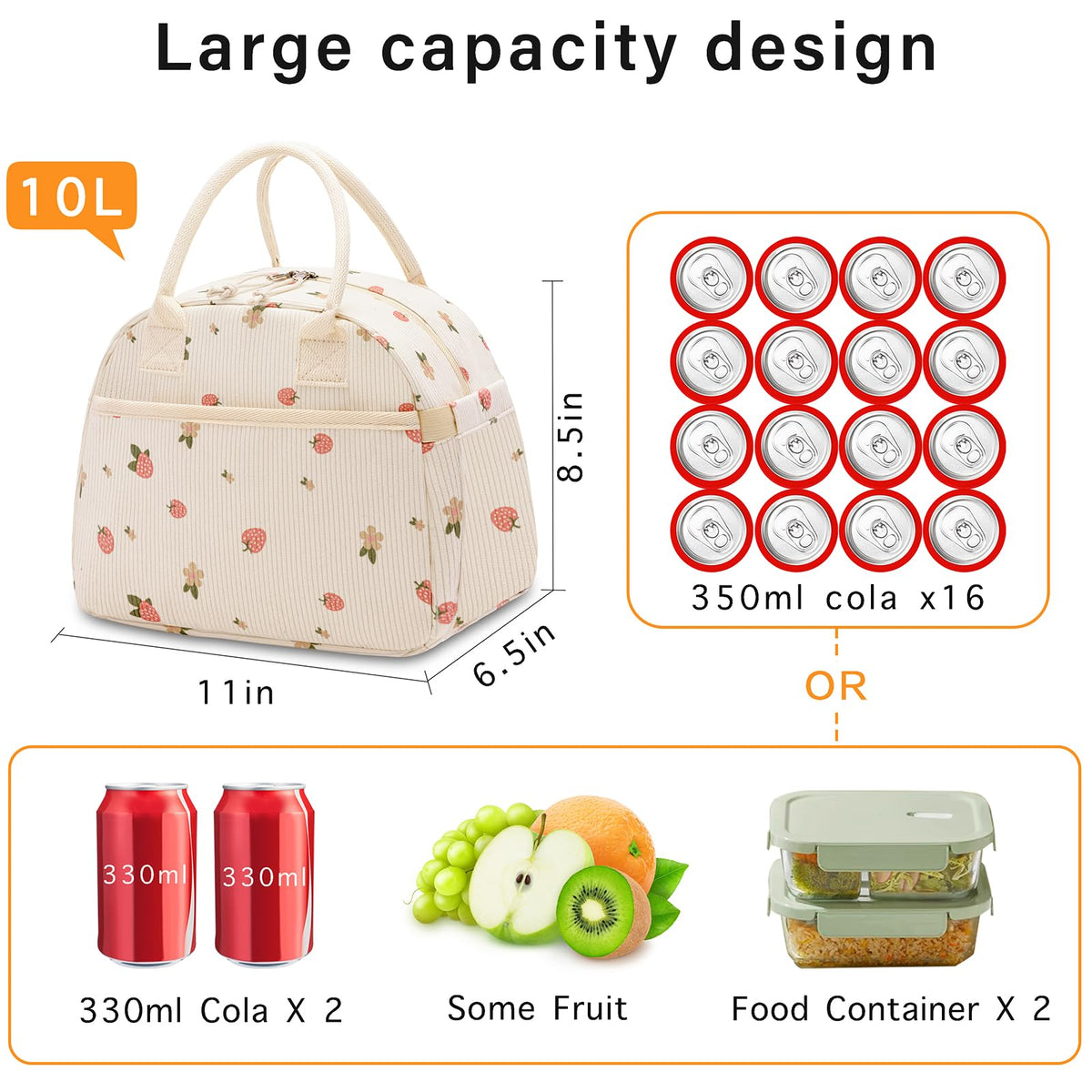 Carry bloom waterproof corduroy lunch bag resists spills and weather