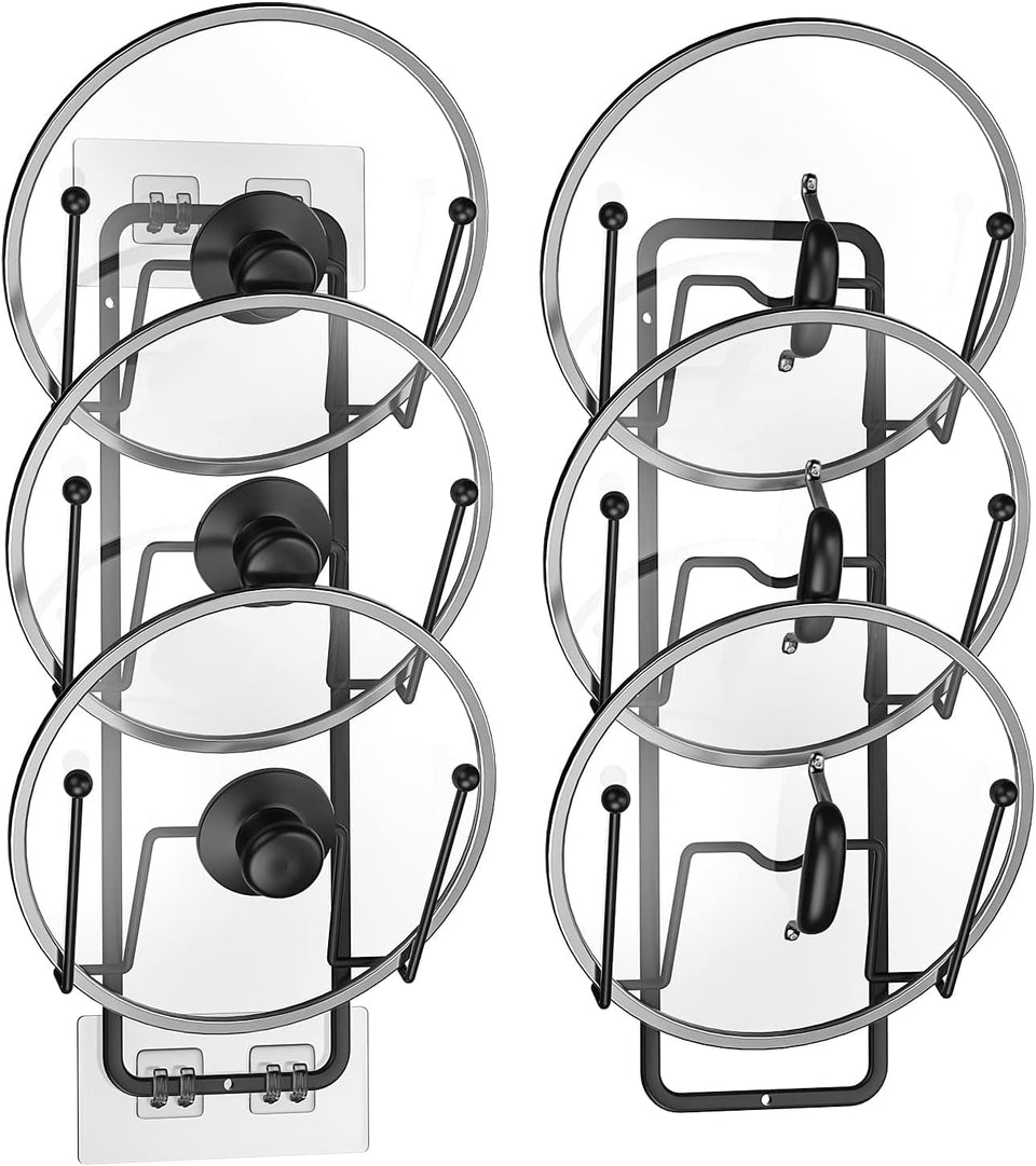 Carry360 pot lid organizer with 6-tier rack keeps lids neatly organized