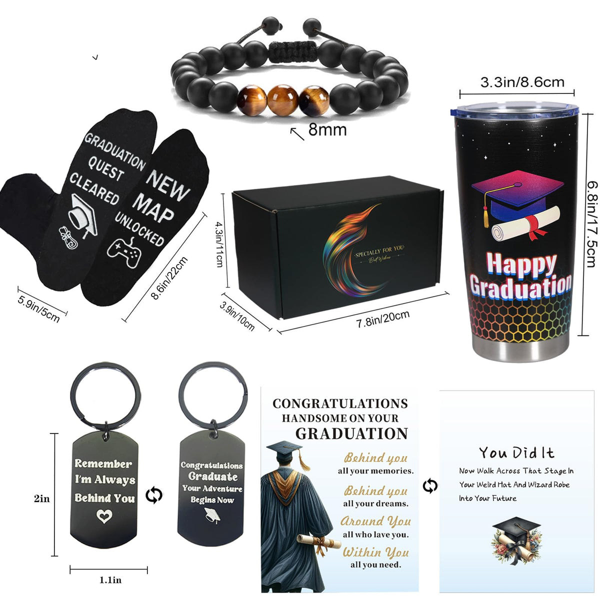 Carselage double-sided keychain with encouragement quotes