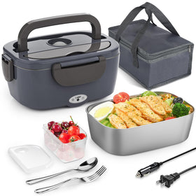 Carsolt electric lunch box front view highlighting compact design and plug-in heating convenience