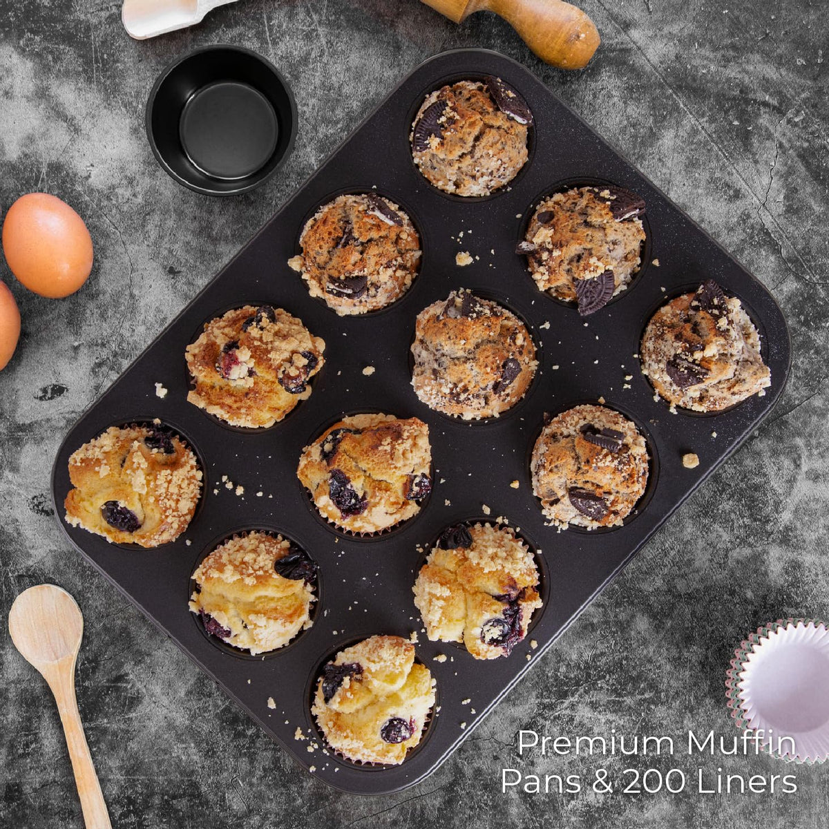 CARTMAN carbon steel muffin pans close-up showing sturdy construction.