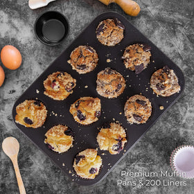 CARTMAN carbon steel muffin pans close-up showing sturdy construction.