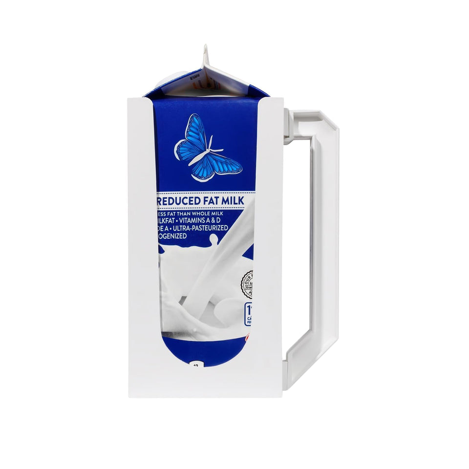 Carton Caddy XL holds half-gallon milk cartons securely for easy pouring