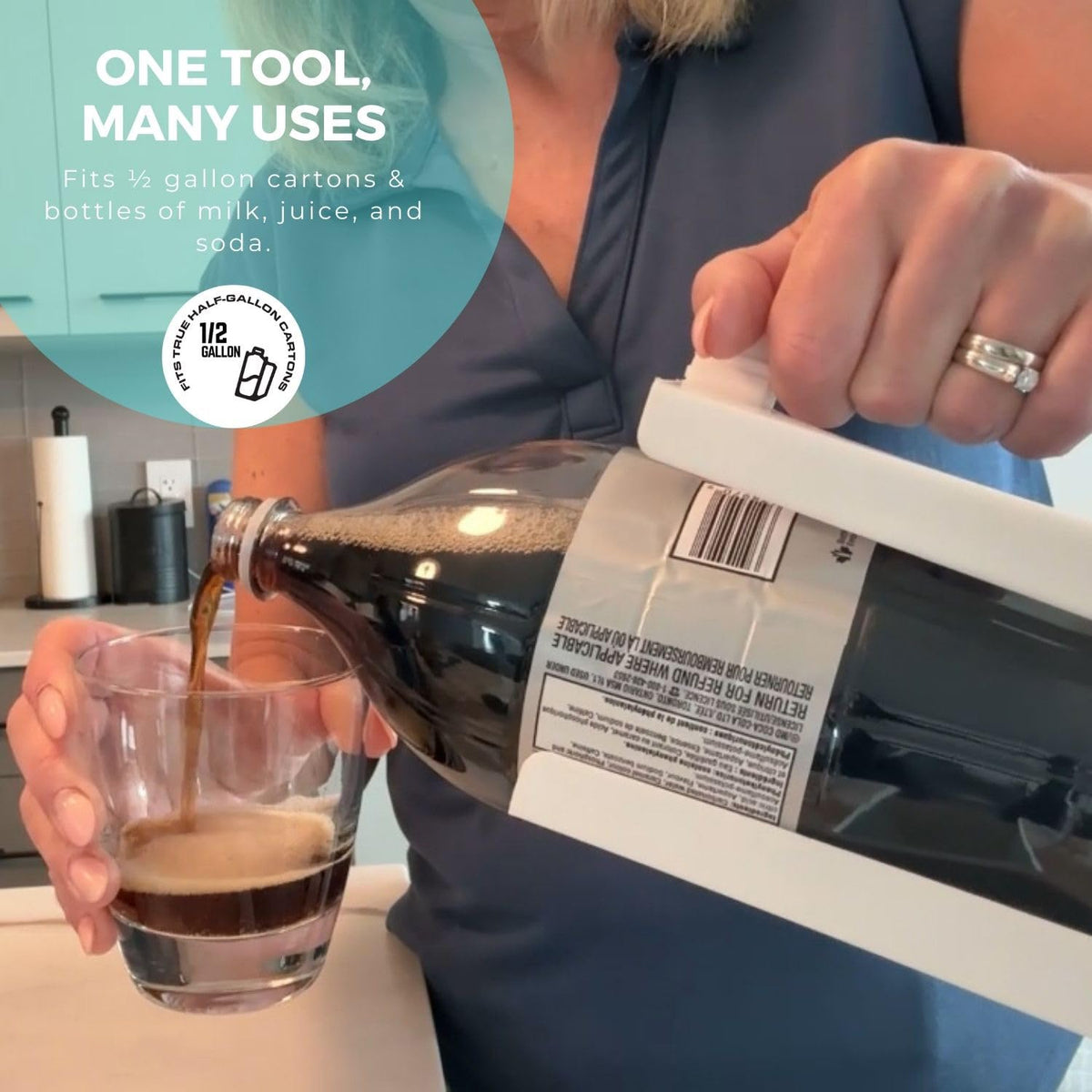 Carton Caddy XL non-slip base prevents spills during pouring