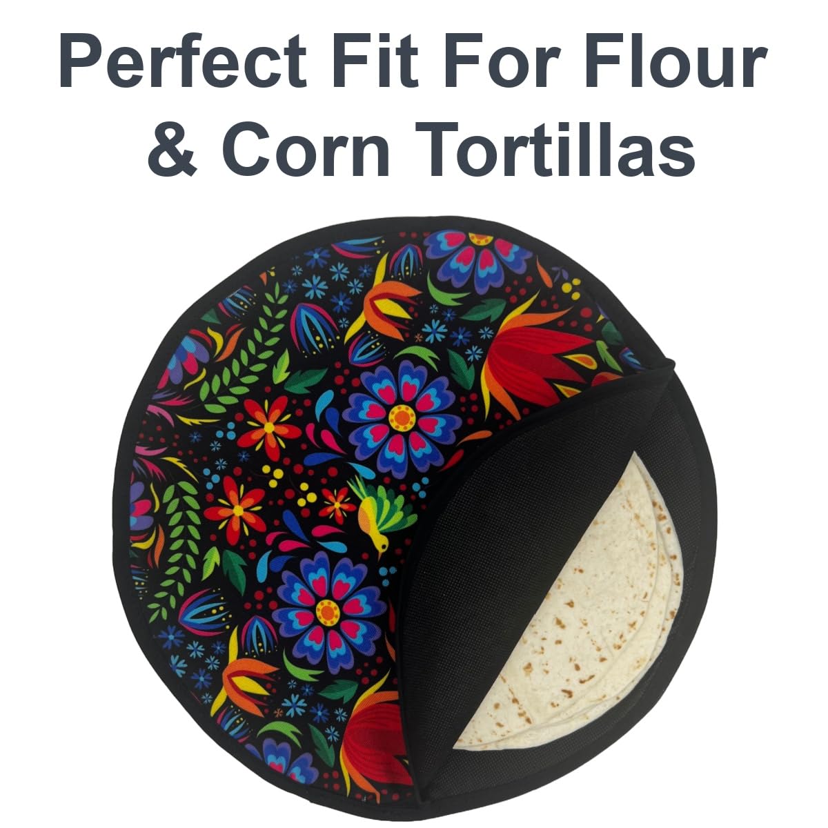 Casa De Queta tortilla warmer open top demonstrates easy loading of corn and flour tortillas.