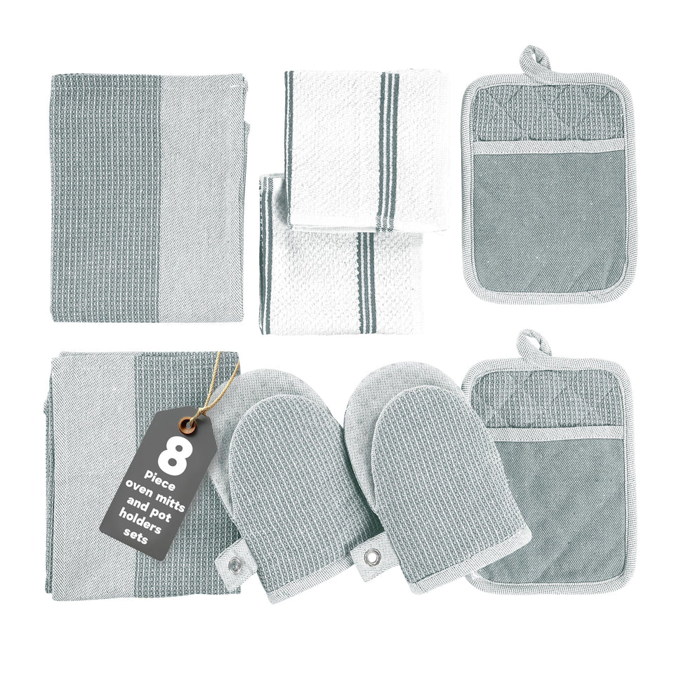 Casa Platino 8-piece mini mitts and holders with heat-resistant silicone grip.