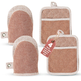 Casa Platino cute oven mitts 4-piece set with waffle fabric for secure grip