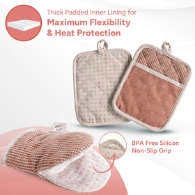 Casa Platino heat-resistant up to 500°F oven mitts protect hands during cooking